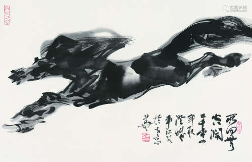 韦江凡（b.1922） 2004年作 奔马图 镜片 纸本