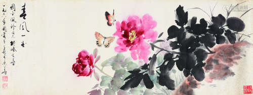 徐子鹤（1916～1999） 1978年作 花蝶图 软片 设色纸本