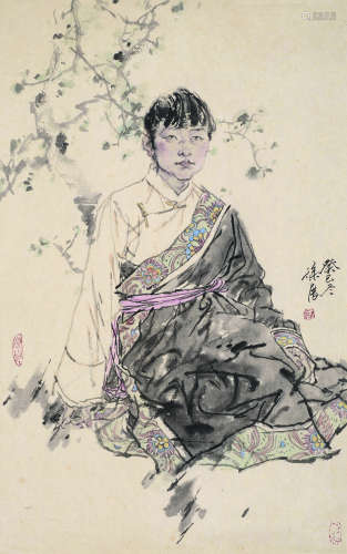 徐展（b.1971） 2013年作 藏族少年 软片 设色纸本