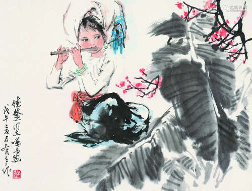 姚有多（1937～2001） 1978年作 赏花图 软片 设色纸本
