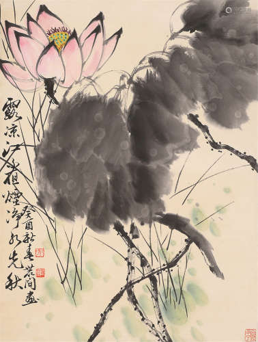 张世简（1926～2009） 1993年作 荷花图 立轴 设色纸本