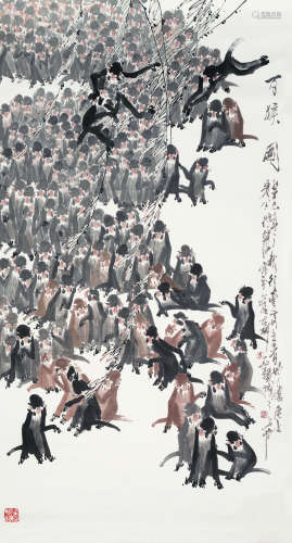 徐培晨（b.1951） 2013年作 百猴图 软片 设色纸本