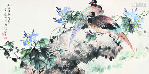 葛俊生（b.1926） 1985年作 花鸟 镜片 设色纸本