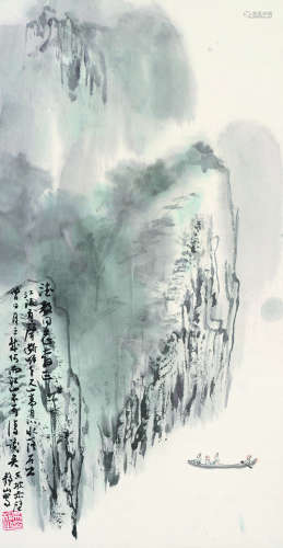 吴静山（b.1943） 东坡赤壁 软片 设色纸本