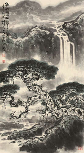 刘宝纯（b.1932） 李白诗意 立轴 设色纸本