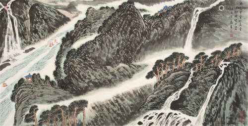 陆一飞（1931～2005） 2000年作 三峡风光 镜片 设色纸本