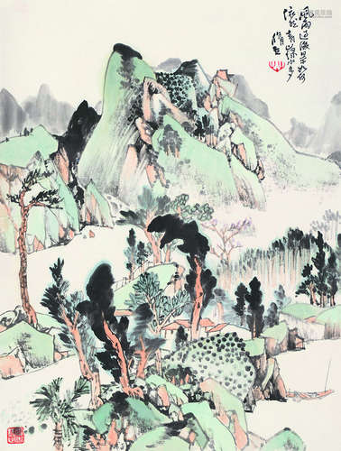 朱修立（b.1938） 青山绿水 立轴 设色纸本