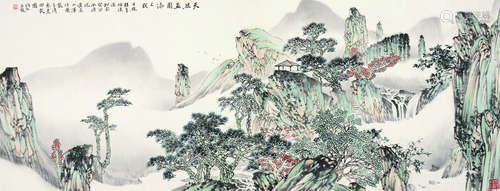 朱修立（b.1938） 山水清音 软片 设色纸本