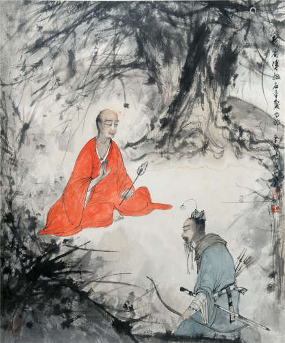 CHINESE SCROLL PAINTING OF FIGURES UNDER TREE