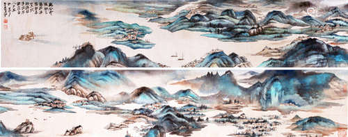 CHINESE HAND SCROLL PAINTING OF MOUNTAIN VIEWS