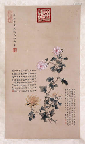 CHINESE SCROLL PAINTING OF FLOWER