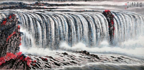 CHINESE SCROLL PAINTING OF WATERFALL