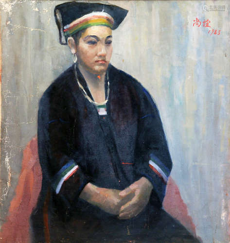 CHINESE OIL PAINTING OF WOMAN ON CANVOS