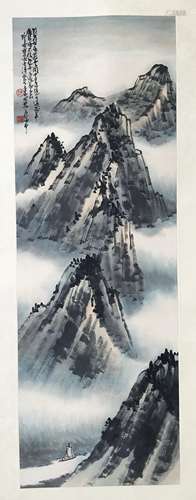 CHINESE SCROLL PAINTING OF MOUNTAIN VIEWS