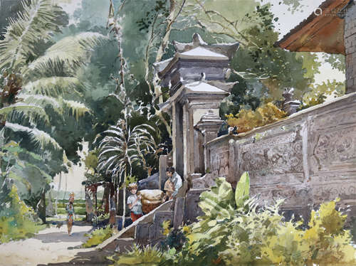 新加玻畫家(當代)王金城  Bali / watercolor