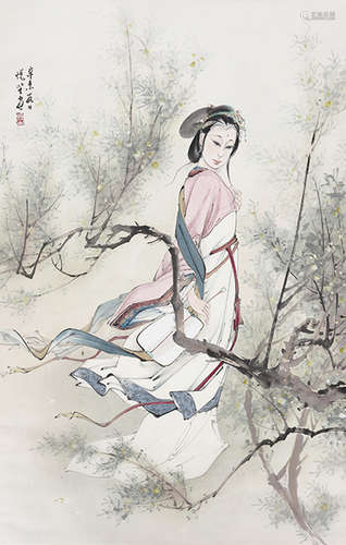 香港畫家(1941-2007)劉悅笙  仕女圖