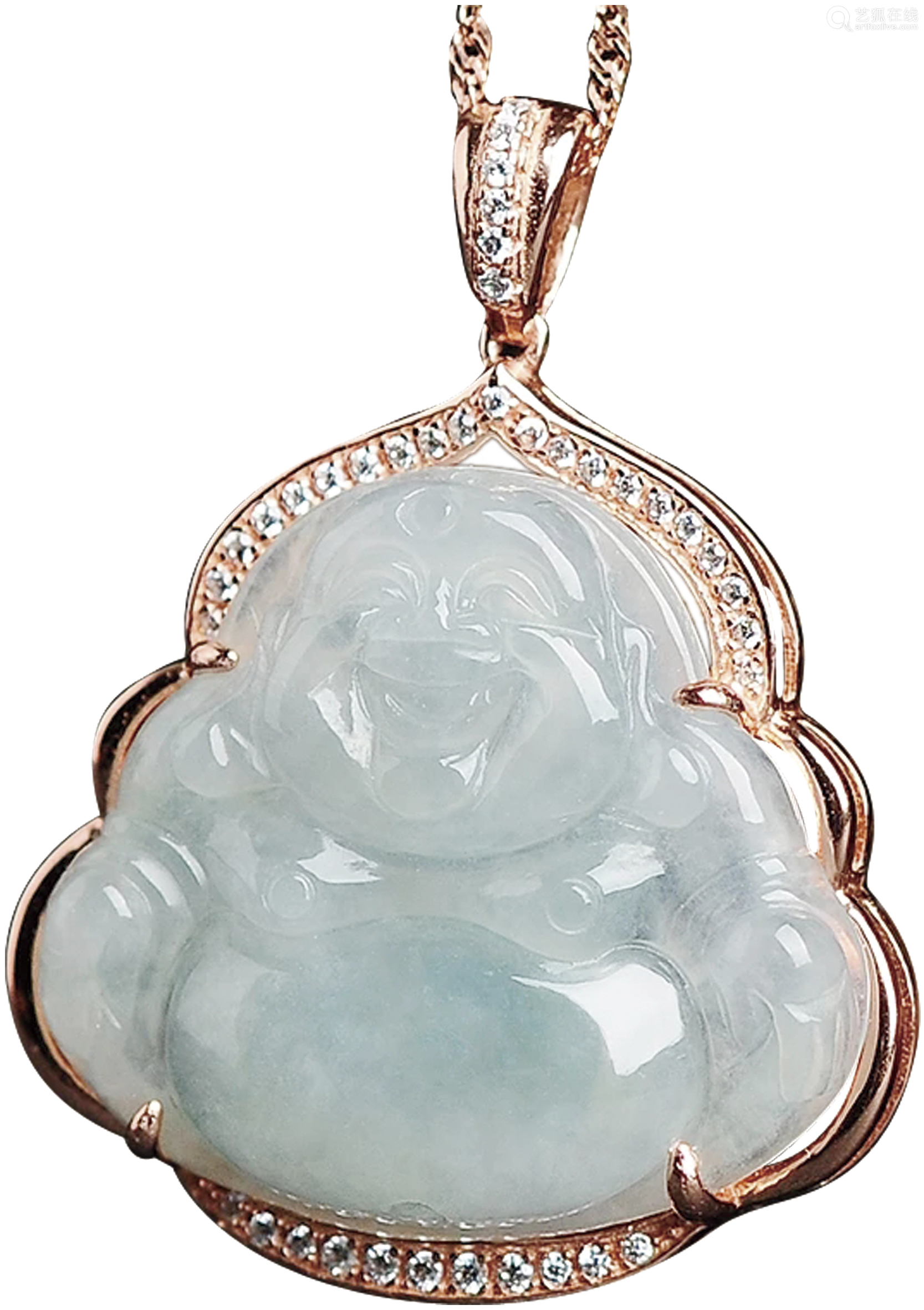 925银镶嵌天然翡翠佛吊坠