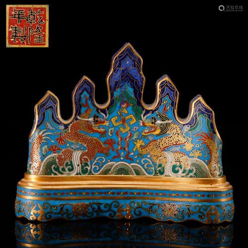 CHINESE CLOISONNE BRUSH REST WITH MARK