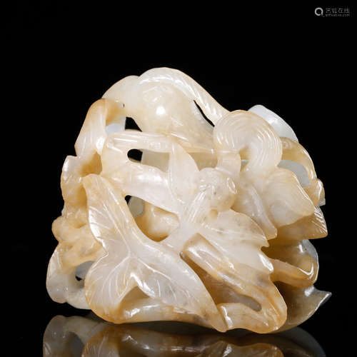 CHINESE WHITE JADE CARVED FINIAL