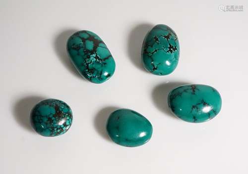 GROUP OF 5 NATURAL TURQUOISE BEADS