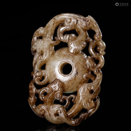 CHINESE JADE CARVED CHILONG PENDANT