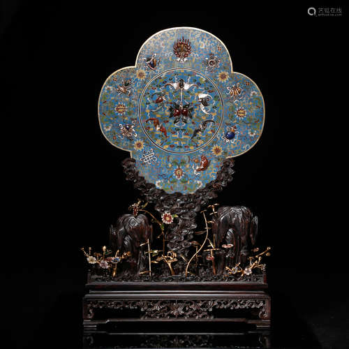 CHINESE CLOISONNE TABLE SCREEN