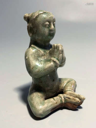 CHINESE LONGQUAN GLAZED PORCELAIN BOY