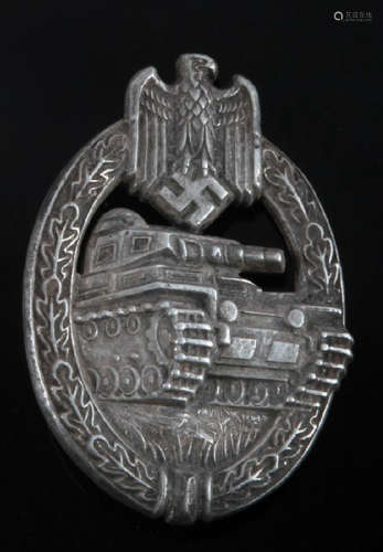 WWII GERMAN 3RD REICH SILVER PANZER ASSAULT BADGE