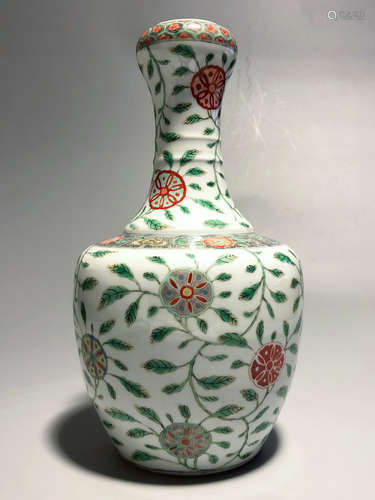 CHINESE WUCAI PORCELAIN GARLIC HEAD VASE