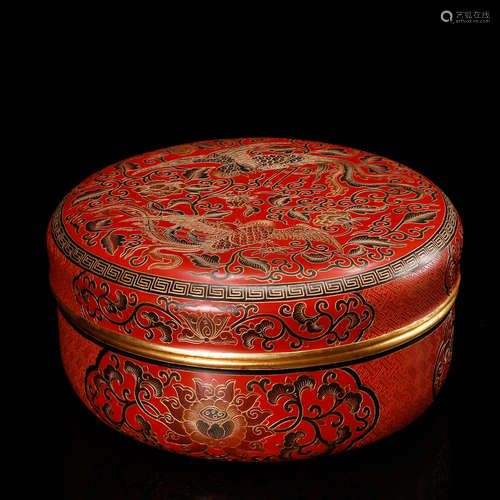 CHINESE LACQUER PAINTED WOOD COVER BOX