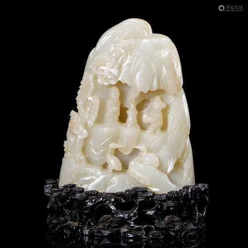 CHINESE WHITE JADE LANDSCAPE BOULDER