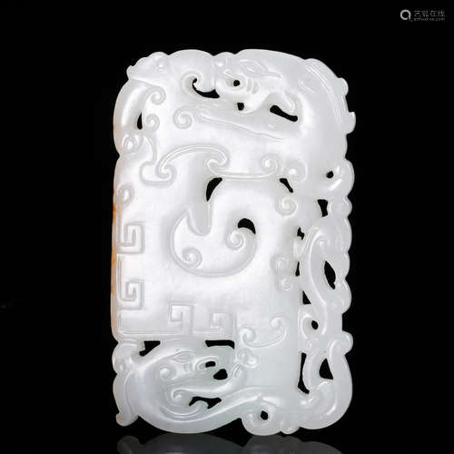 CHINESE WHITE JADE DRAGON PENDANT