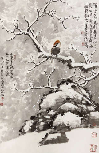 李云涛（b.1979） 2009年作 雪中小憩 设色纸本 镜心