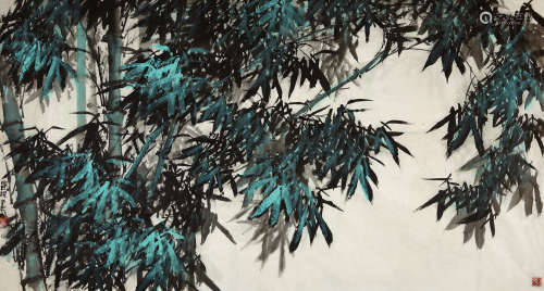 霍春阳（b.1946） 竹林深处 设色纸本 镜片