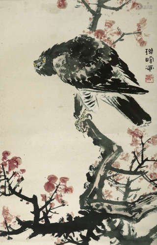 孙其峰（b.1920） 鹰姿飒爽 设色纸本 立轴