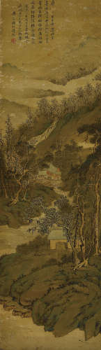 林必仁（清） 楼台山水间 设色绢本 立轴