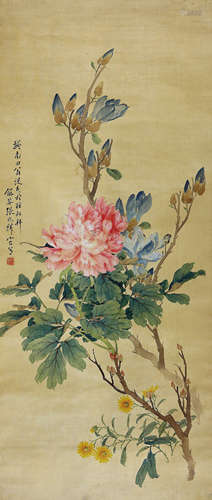 张兆祥（1852-1908） 富贵天香 设色绢本 立轴