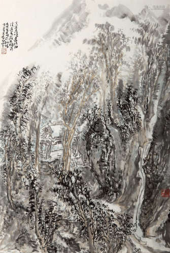 方勇（b.1977） 2010年作 高山流水 设色纸本 托片