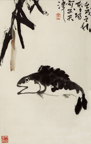 霍春阳（b.1946） 1982年作 鱼乐图 水墨纸本 立轴