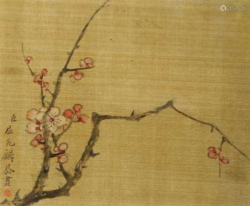 屈兆麟（1866-1937） 梅花 设色绢本 镜框