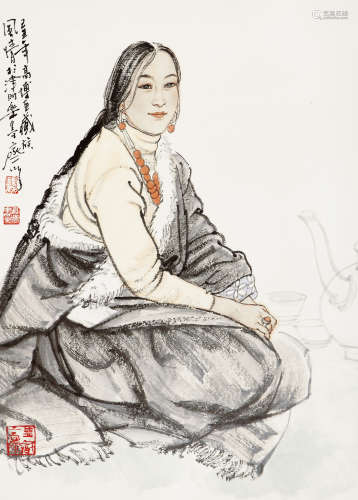 高博（b.1963） 2009年作 藏族风情 设色纸本 镜心