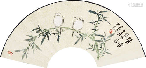 霍春阳（b.1946） 2011年作 清音 设色纸本 扇片