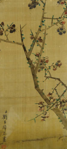 刘玉璋（清） 花卉 设色绢本 镜框
