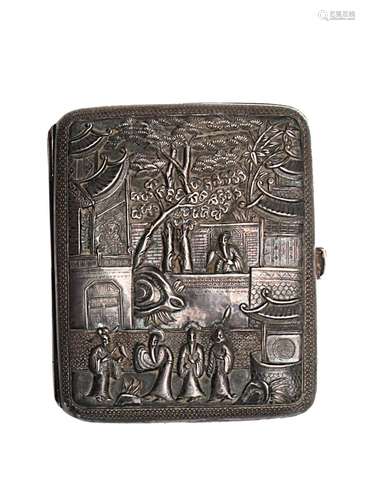 ANTIQUE 19TH CENTURY CHINESE SOLID SILVER CIGARETTE CASE