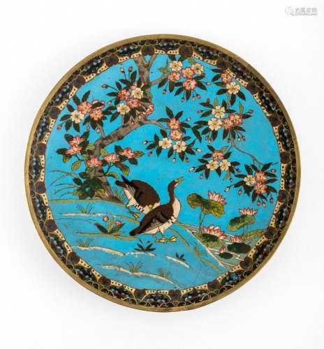 JAPANESE MEIJI PERIOD CLOISONNE CHARGER PLATE