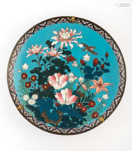 A PAIR OF LARGE JAPANESE MEIJI PERIOD CLOISONNE CHARGER PLATES