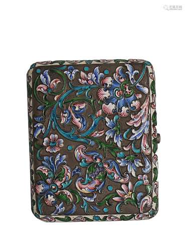 FINE QUALITY RUSSIAN CLOISONNE ENAMEL CIGARETTE CASE