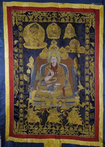 A LARGE TIBETAN EMBROIDERED SILK THANGKA OF SIXTH PANCHEN