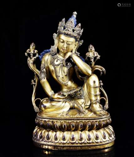 A GILT BRONZE GUANYIN