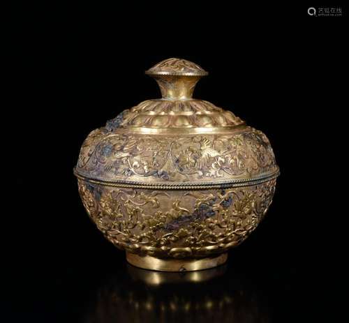 A GILT BRONZE JAR